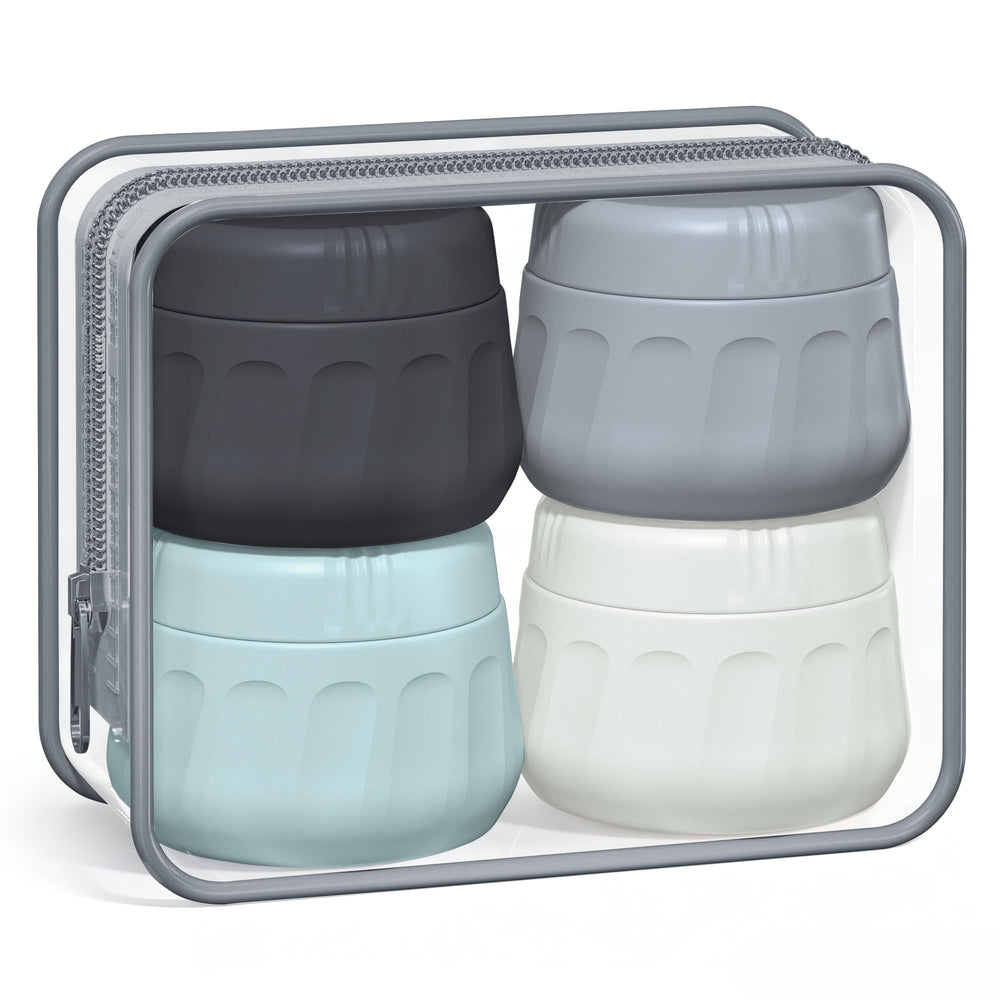 Mrsdry clear pouch with four jars for easy security checks and organized packing