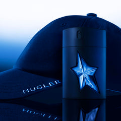 Mugler A*Men being sprayed to illustrate application and projection