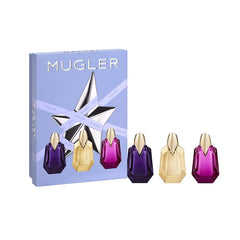 Mugler front packaging showing three mini bottles and branding, great for gifting