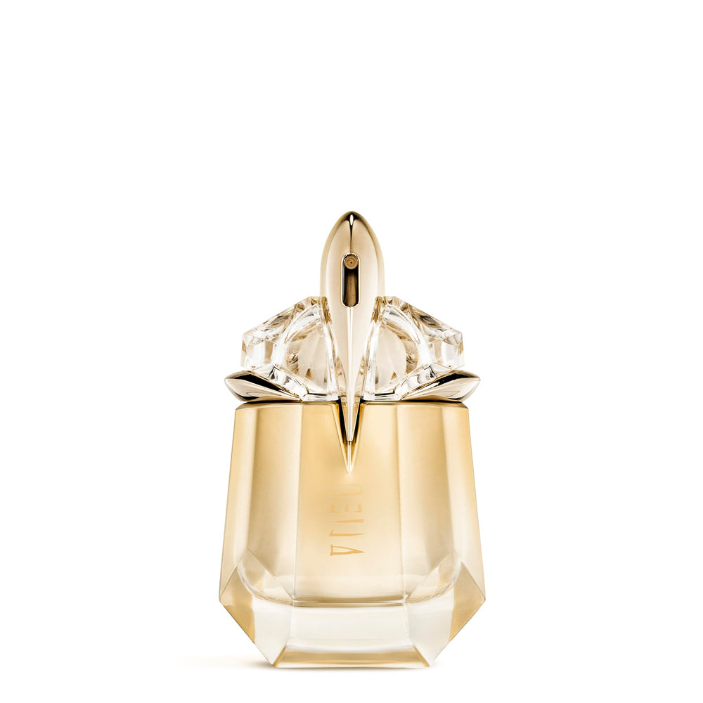 Mugler bottle front view showing radiant design and wearable fragrance benefit
