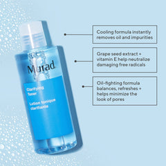 Murad clarifying toner pouring texture highlighting lightweight absorption benefit