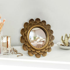 Musanpou mirror in use on a vanity, useful for makeup and grooming prep