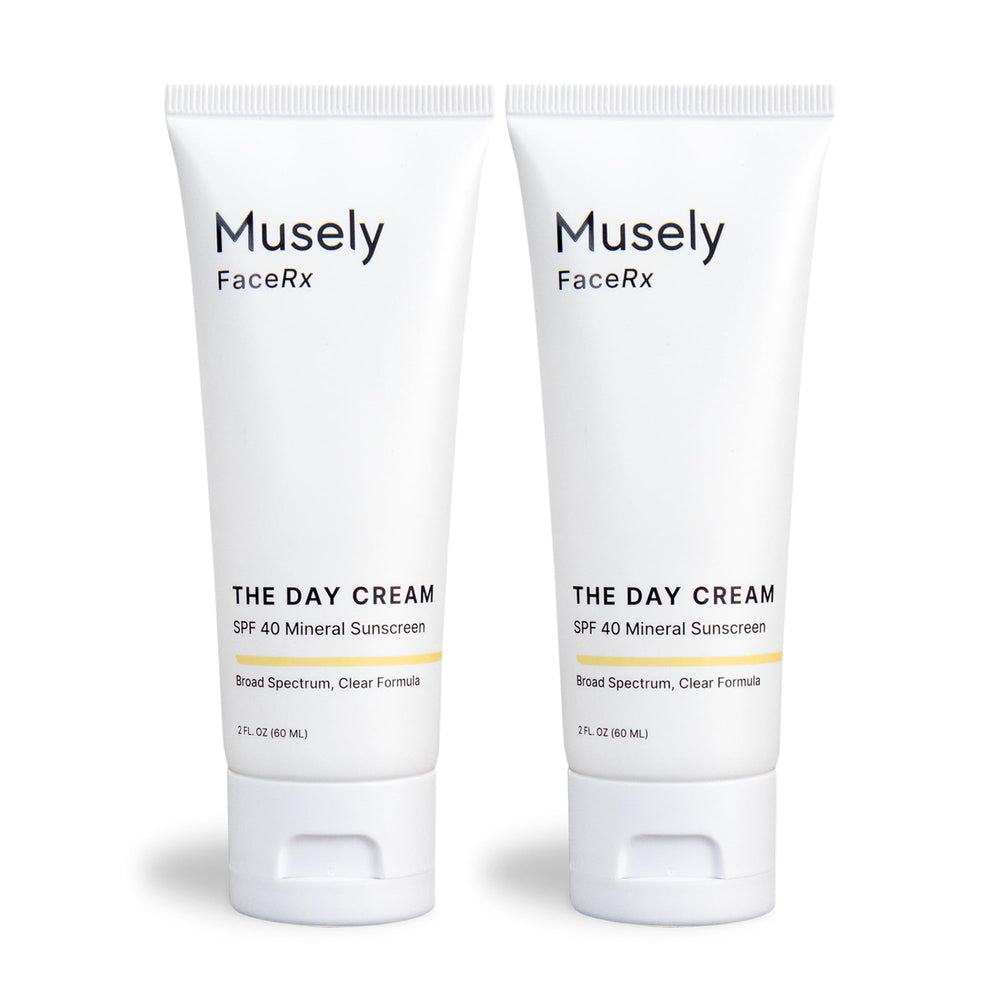 Musely front packaging showing two-pack and clear SPF benefits