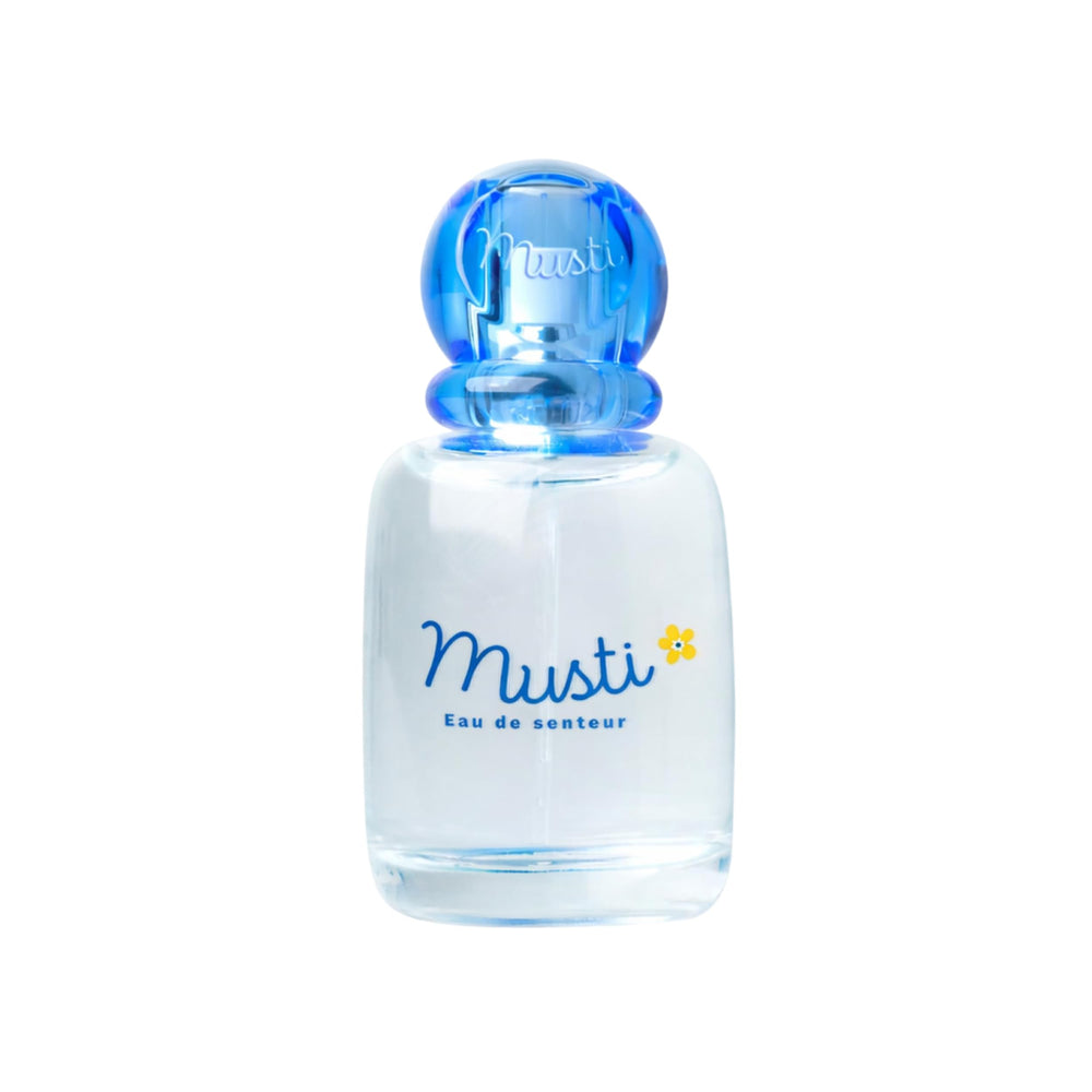 Mustela front packaging showing gentle baby scent and travel size benefit
