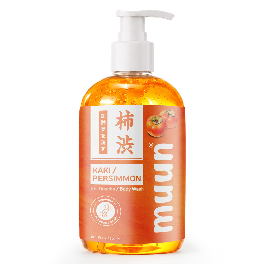 Muun bottle front view showing clean design and persimmon benefit