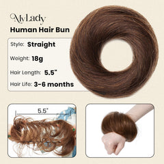 MY-LADY hair piece attached to ponytail demonstrating quick application and secure hold