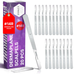 MyMed front-packaging showing 20 dermaplane razors and value pack benefit