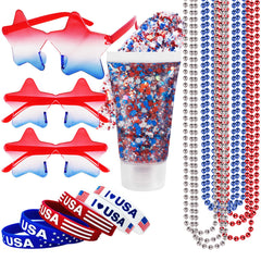 Mysense front packaging showing full 19-piece patriotic accessories set and quick outfit solution