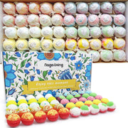 nagaliving front box display showing 50 bath bombs and eco packaging for gifting