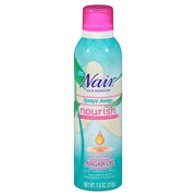 Nair spray front packaging showing product and hydrate benefit