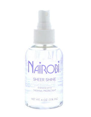 Nairobi front packaging of 4 oz sheer shine with glossy bottle for clear presentation
