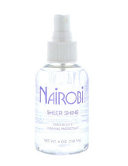 Nairobi front packaging of 4 oz sheer shine with glossy bottle for clear presentation