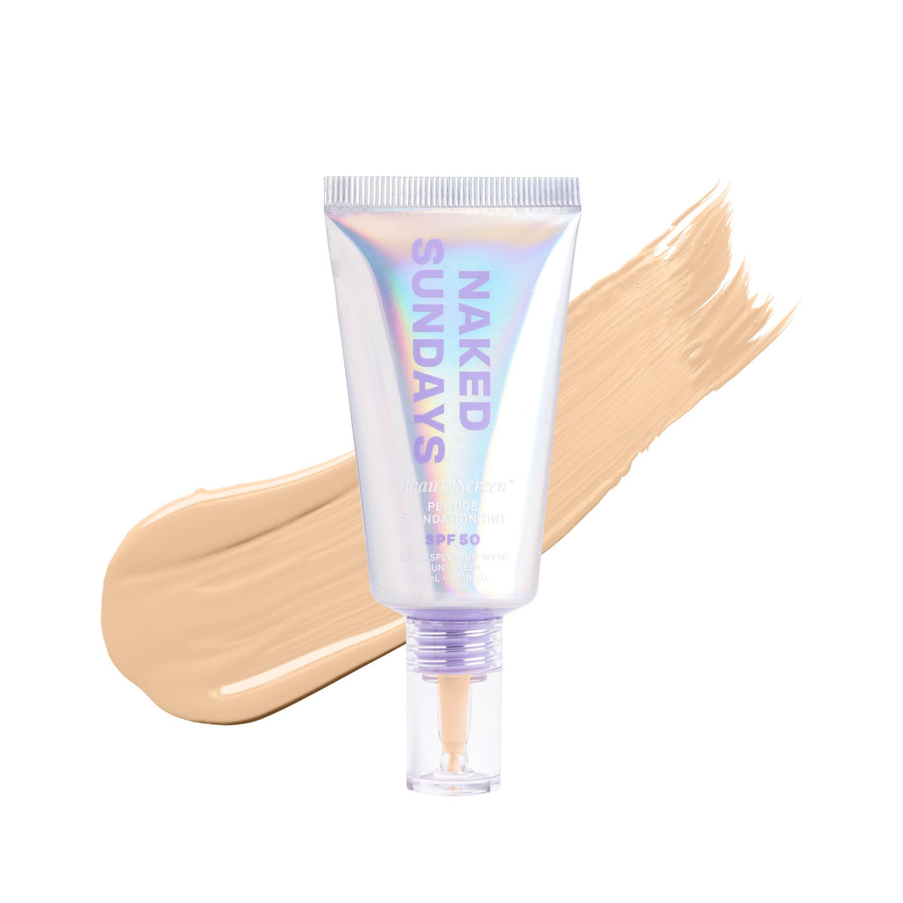 Naked Sundays front packaging showing BeautyScreen SPF50 tint and benefits
