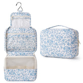 Narwey front view hanging toiletry bag showing organized compartments and easy access