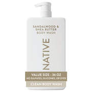 Native 36oz front pump bottle showing convenient dispenser and value size