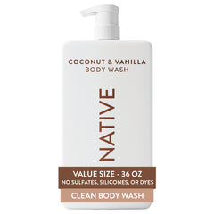 Native 36 oz pump bottle front view showing clean packaging and convenience