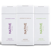 Native front packaging showing three scents and clear branding for easy selection