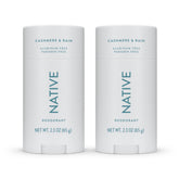 Native front packaging showing Cashmere & Rain two-stick pack, convenient supply