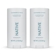 Native front packaging showing Cashmere & Rain two-stick pack, convenient supply