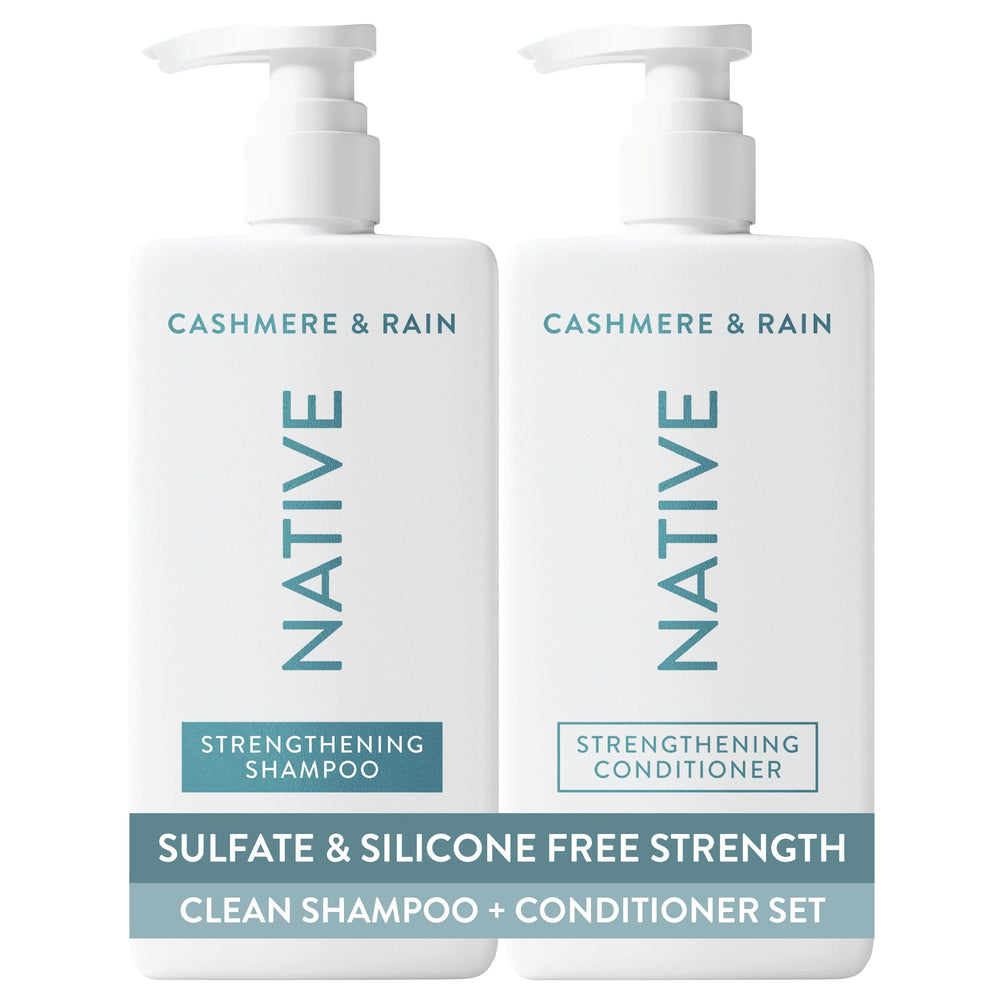 Native front packaging showing shampoo and conditioner, clean design and clear size