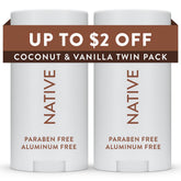 Native front packaging showing Coconut & Vanilla and long‑lasting protection