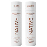 Native deodorant spray front packaging showing scent and size benefits