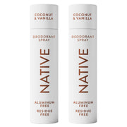 Native deodorant spray front packaging showing scent and size benefits