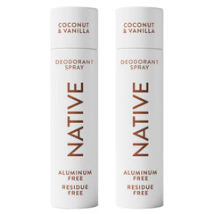 Native deodorant spray front packaging showing scent and size benefits