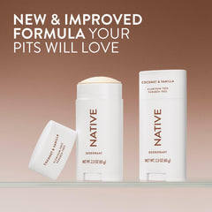 Native deodorant stick closeup showing smooth texture and easy glide