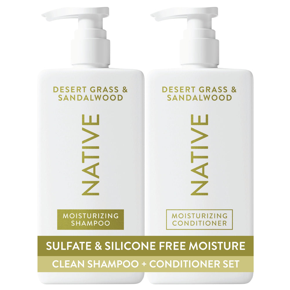 Native front packaging showing both bottles and clear product identity and benefit