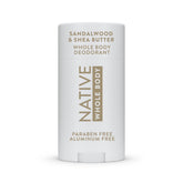 Native front packaging showing sandalwood shea butter scent and benefits