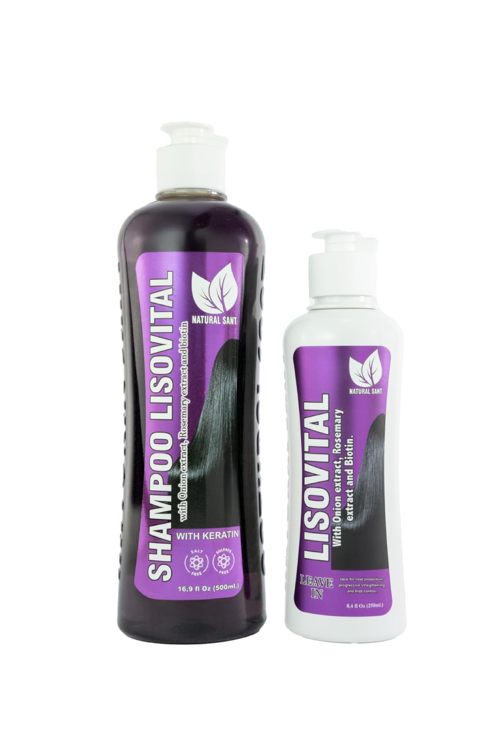 Natural Sant front packaging showing both shampoo and leave-in for smooth hair