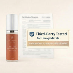 NATURALLY LINDA cream texture spread on skin illustrating lightweight absorption