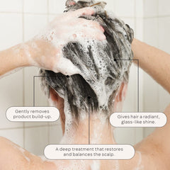 NatureLab.TOKYO product in hand demonstrating easy application and scalp exfoliation benefits