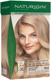 Naturigin front packaging showing light ash blonde shade and benefits