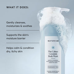 Naturium pouring into hand to illustrate gentle application and cleanse