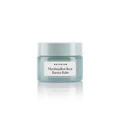 Naturium marshmallow root barrier balm front jar showing label and size, conveys hydration