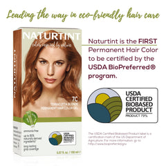 Naturtint before and after result showing warm terracotta-blonde transformation