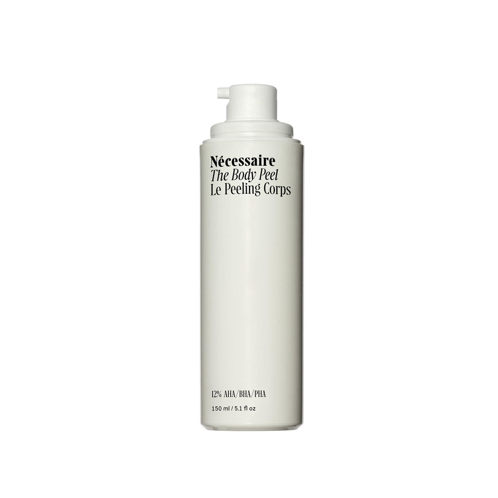 Nécessaire front packaging airless bottle showing clean design and purity benefit