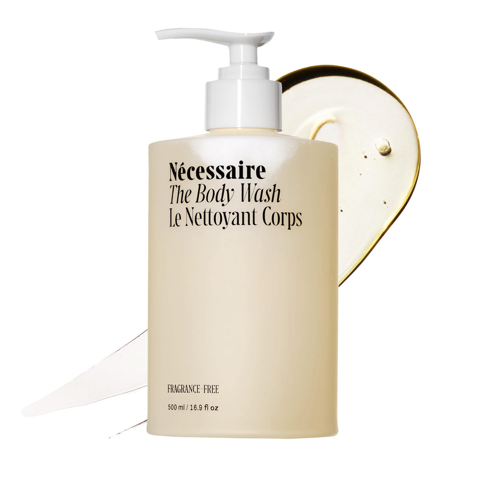 Nécessaire front packaging showing bottle and label, clean minimal design for clarity