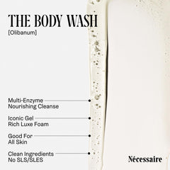 Nécessaire foam texture closeup showing rich lather that feels gentle and hydrating