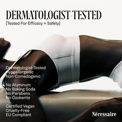 Nécessaire application on underarm demonstrating smooth, nonsticky finish