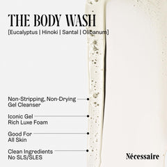 Nécessaire gel texture poured in hand demonstrating moisturizing, non-stripping feel