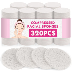 NEOACT front packaging showing 320 compressed facial sponges and compact value