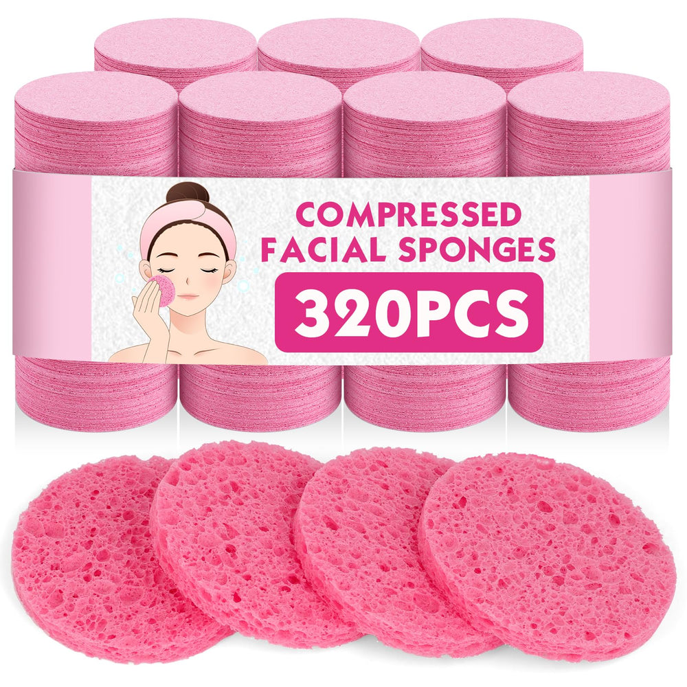 NEOACT front packaging showing 320 pink compressed sponges benefit: large supply