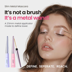 NEOGEN Dermalogy metal brush close-up demonstrating precise 2.5mm tip benefit: exact lash access
