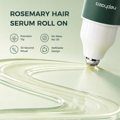 nephaea application on scalp showing roll-on use and tidy targeted treatment