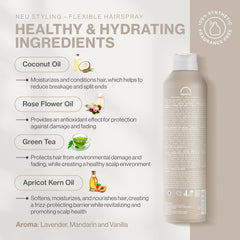 NEUMA fine mist texture in air demonstrating lightweight, non-sticky hold