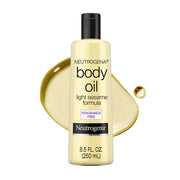 Neutrogena front bottle showing light sesame oil, easy hydration