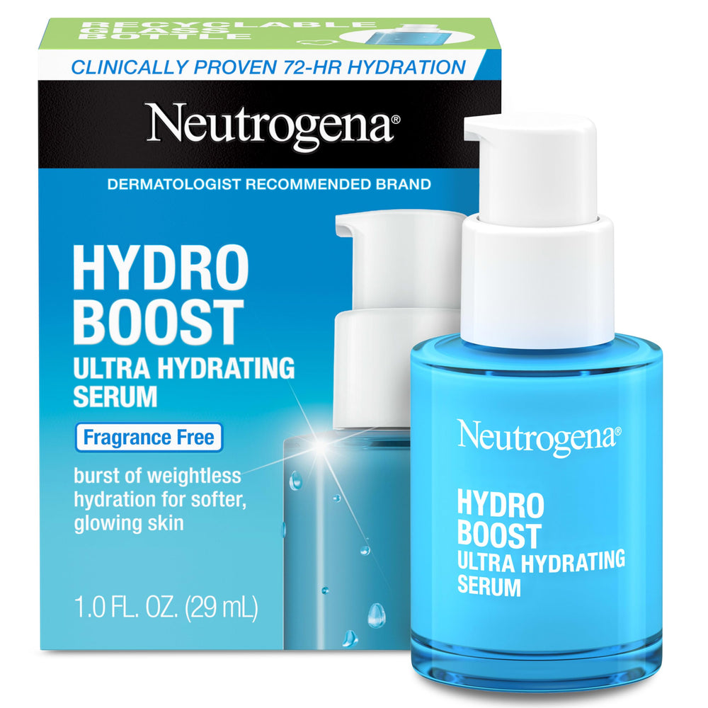 Neutrogena front bottle showing product and clear labeling, hydrates skin